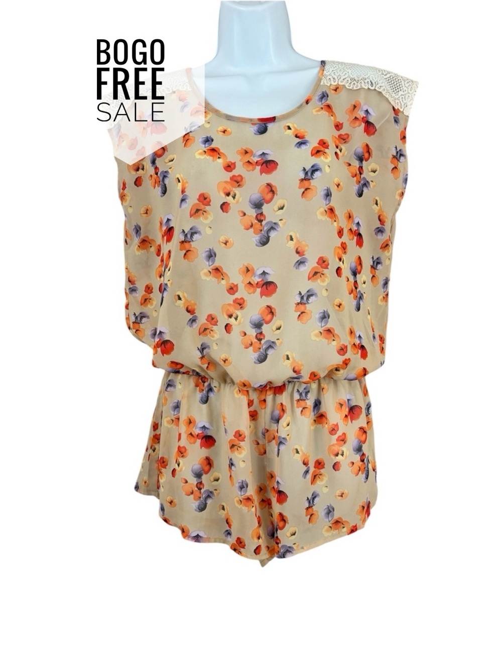 Gilligan & O'Malley Lace Shoulder Teddy Romper